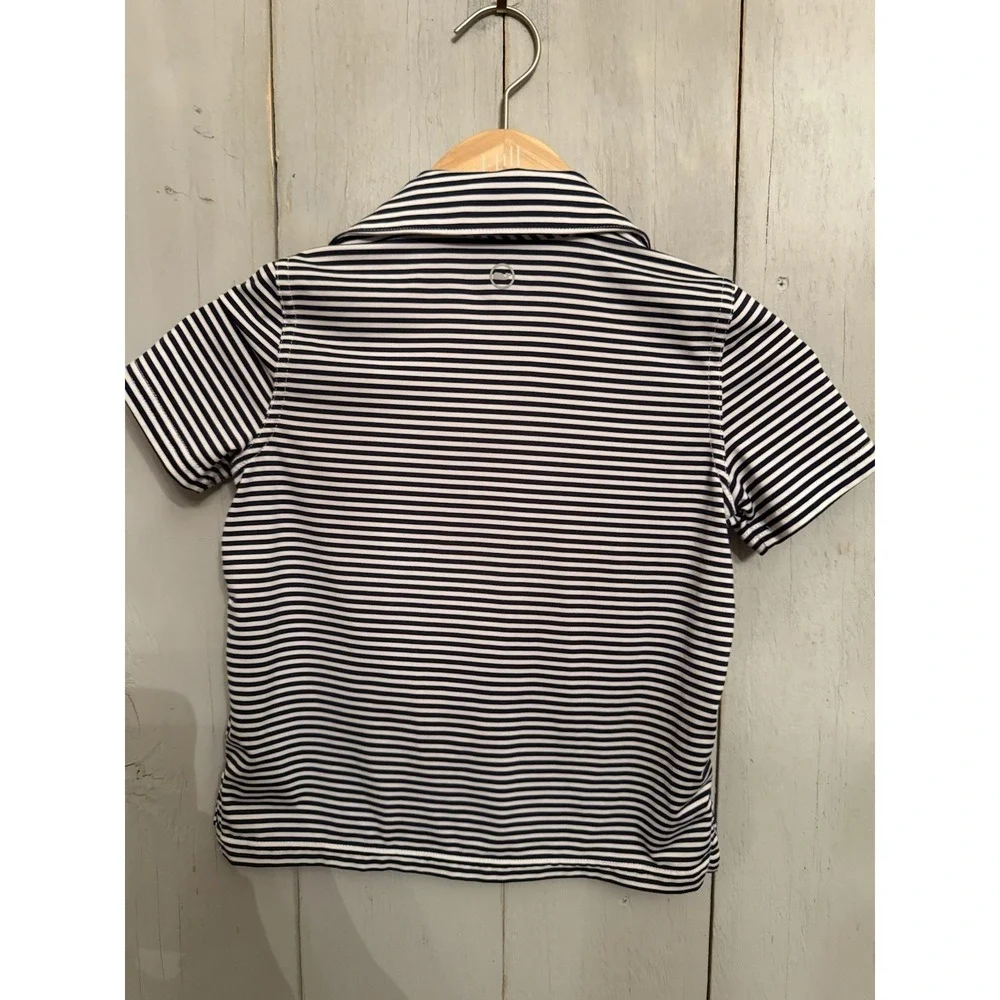 Vineyard Vines Shirt Boys 5 Blue White Striped Sankaty Polo Performance